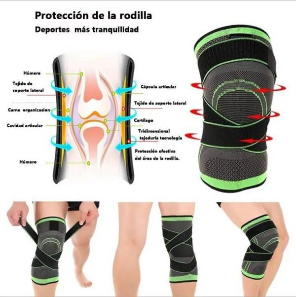 Rodillera deportiva elástica de compresión con banda ajustable