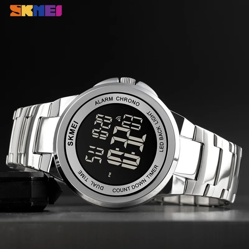 Reloj hora digital skmei plata acero inoxidable