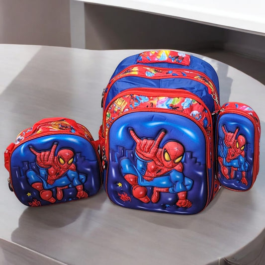 Trio morral lonchera y cartuchera spiderman